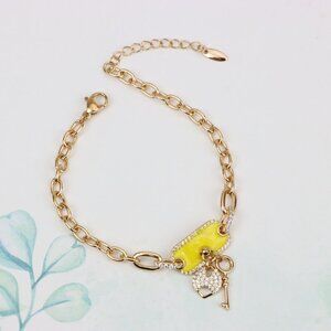 "Rose Gold Bracelet with Yellow Charm and Crystal Lock & Key, XPBL0890